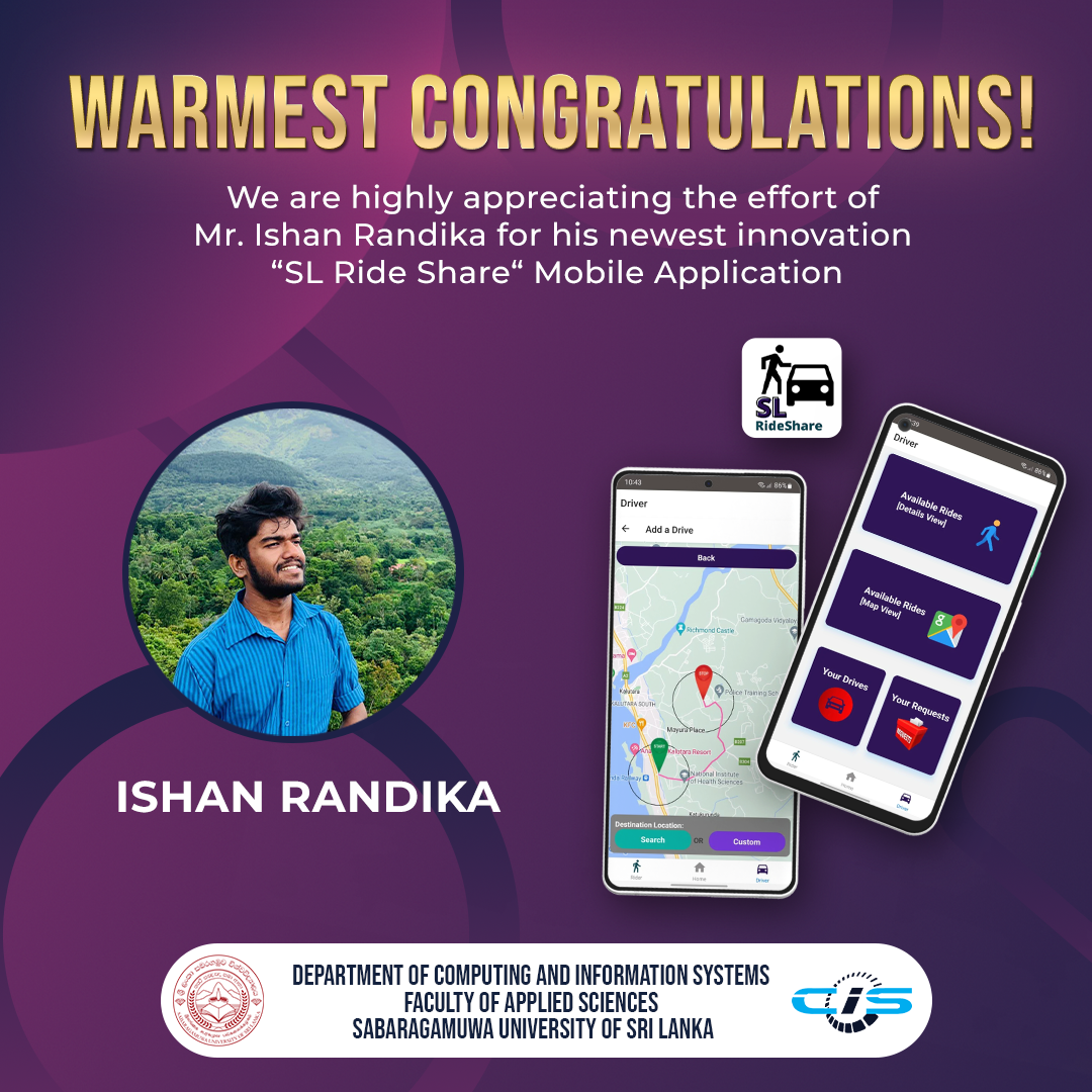 SL Rideshare Application Faculty of Applied Sciences